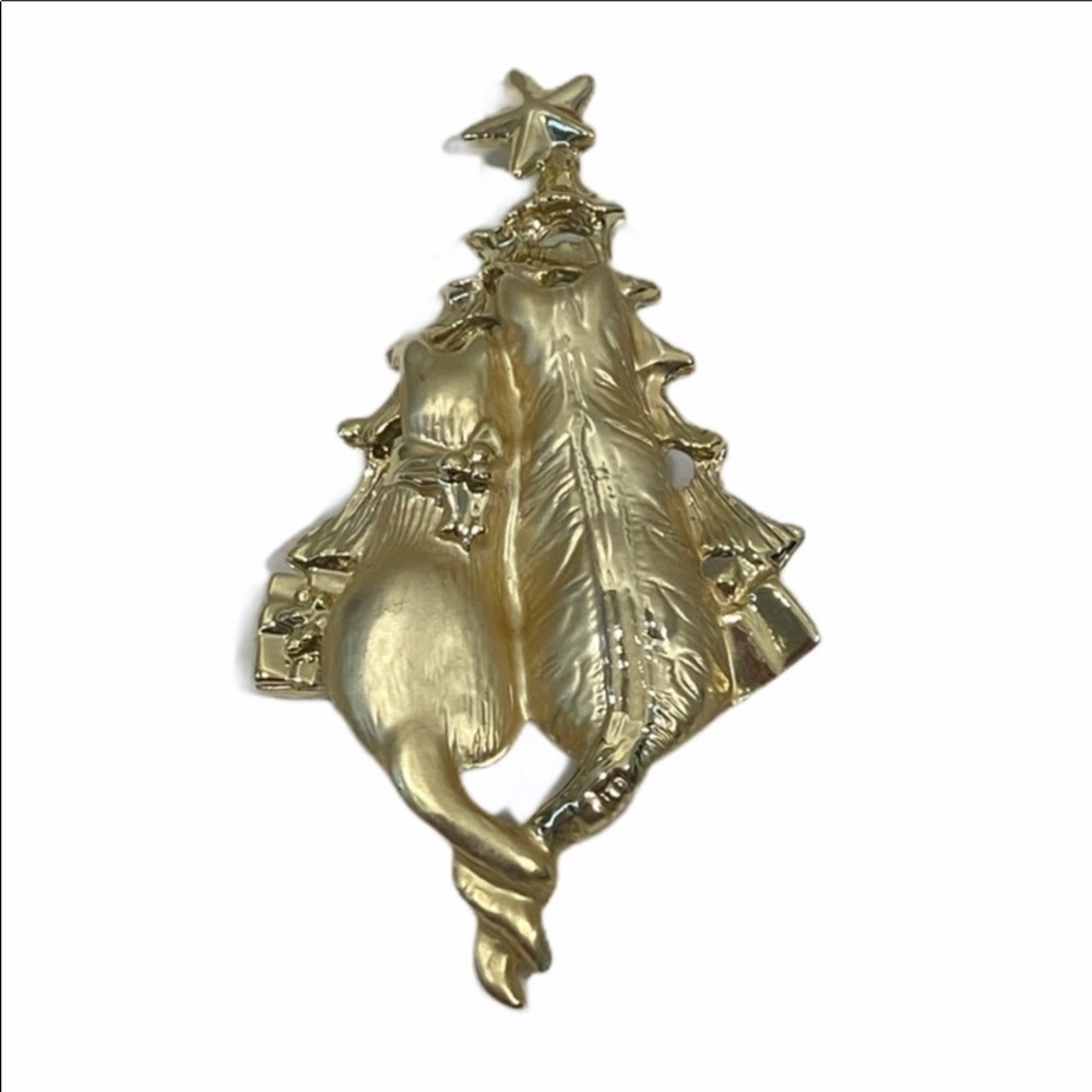 Vintage AJC Brooch Pin Cat Cats Kitties Holiday
